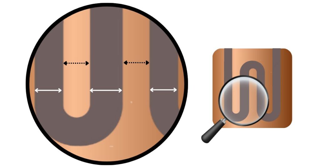 コールドプレートの水路の大きさと流路の間隔は一定に。